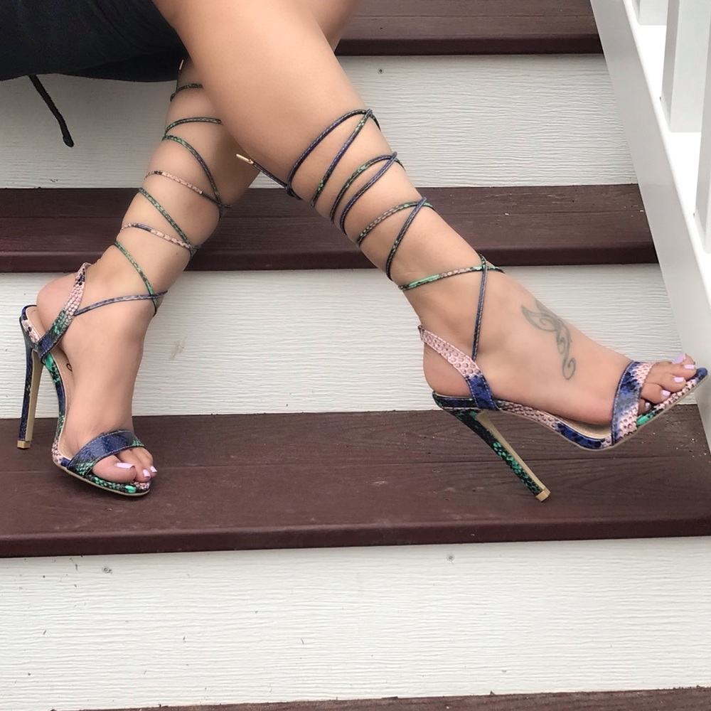 Lace Up Multi Snake Heels - Picture 5 of 5